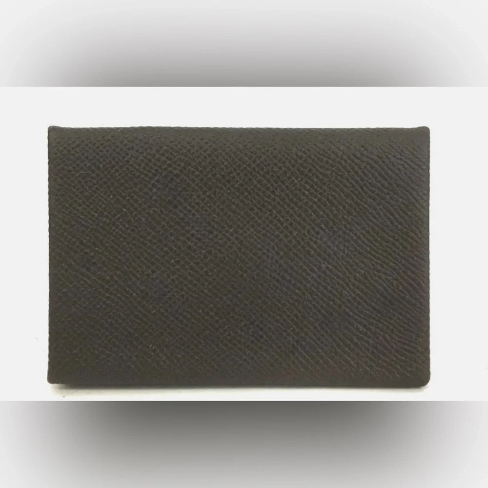 ❌SOLD❌ Hermes Dark Brown Epsom Leather Calvi Card Case - Picture 1 of 6
